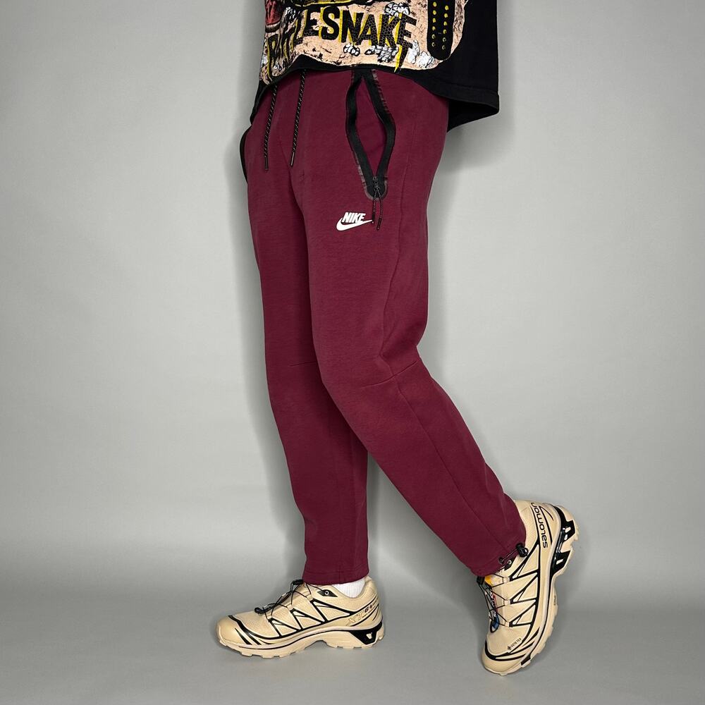 Vintage Y2K Nike Sweatpants Mens S Wine Red White Swoosh Cotton Joggers